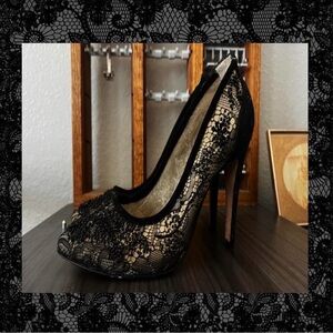 Black Lace High Heels beaded